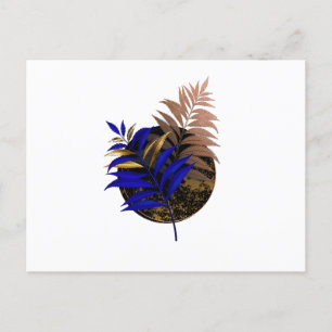 Blauer Farn im schwarzen Kreis Postkarte