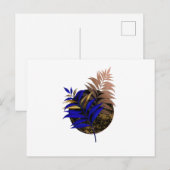 Blauer Farn im schwarzen Kreis Postkarte (Vorne/Hinten)