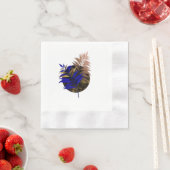 Blauer Farn im schwarzen Kreis Serviette (Beispiel)