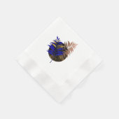 Blauer Farn im schwarzen Kreis Serviette (Ecke)
