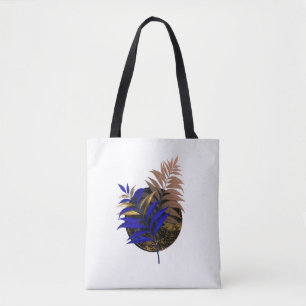 Blauer Farn im schwarzen Kreis Tasche