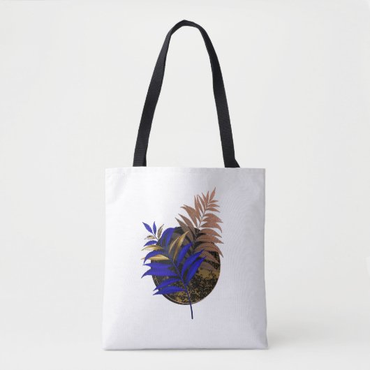 Blauer Farn im schwarzen Kreis Tasche (Vorderseite)