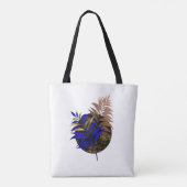 Blauer Farn im schwarzen Kreis Tasche (Rückseite)