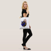 Blauer Farn im schwarzen Kreis Tasche (Am Model)
