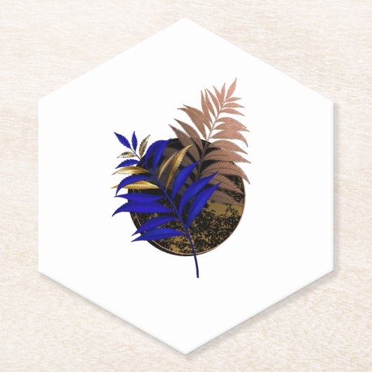 Blauer Farn im schwarzen Kreis Untersetzer (Vorderseite)