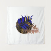Blauer Farn im schwarzen Kreis Wandteppich (Vorderseite (Horizontal))