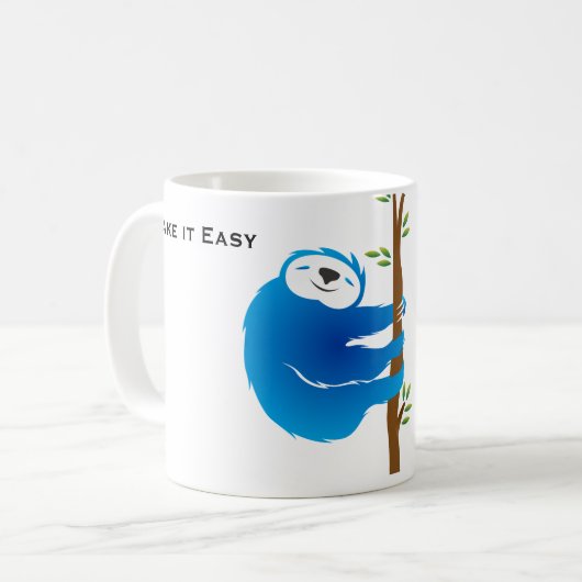 Blauer Faultier-Tasse 'Langsam angehen' Kaffeetasse (Vorderseite Links)