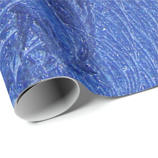 Blauer Feder Geschenkpapier (Rolleneckpunkt)