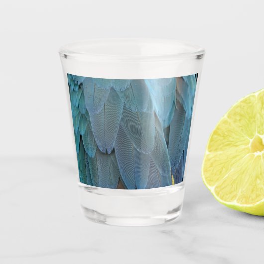 Blauer Feder Schnapsglas (Vorderseite)