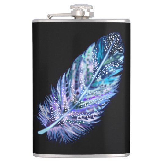 Blauer Federkolben - Farben auswählen Flachmann (Vorderseite)