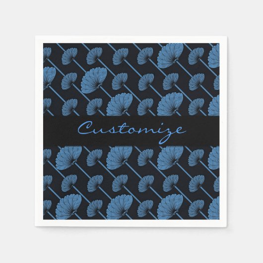 Blauer Federlüfter Muster Napkins Serviette (Vorderseite)