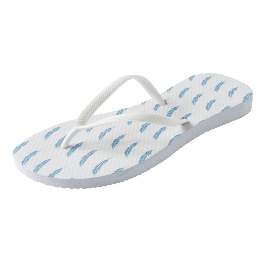 Blauer Federn Flip Flops Badesandalen (Schrägansicht)