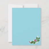 Blauer festlicher Scallop-Rahmen mit Holly Dankeskarte (Rückseite)