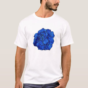 Blauer Feuer-Rosen-T - Shirt
