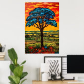 Blauer Feuerbaum Poster (Heimbüro)