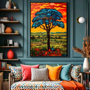 Blauer Feuerbaum Poster