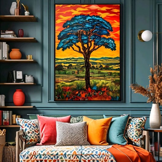 Blauer Feuerbaum Poster