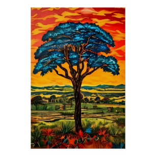 Blauer Feuerbaum Poster