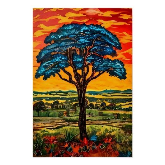 Blauer Feuerbaum Poster (Vorderseite)