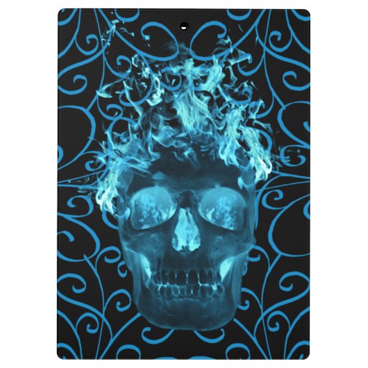 Blauer Feuerschädel - Zwischenablage Klemmbrett (Rückseite)