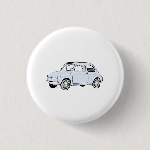 Blauer Fiat 500 Topolino Zeichenstift Rückseite Kn Button