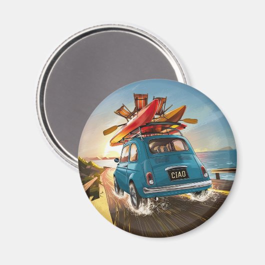 Blauer Fiat Wagen Magnet (Vorderseite/Rückseite)