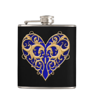 Blauer Filigree Herzflasche Flachmann