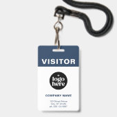 Blauer Firmen-Logobesucherausweis ID Ausweis (Vorderseite mit Lanyard)