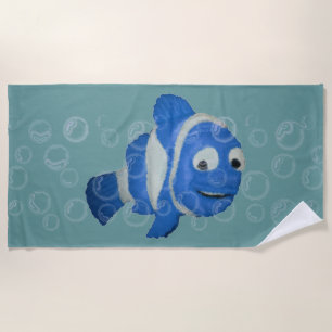 Blauer Fisch Animationsfigur Strandtuch