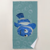Blauer Fisch Animationsfigur Strandtuch (Vorderseite)