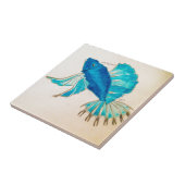 Blauer Fisch Aquarell Fliese (Seite)