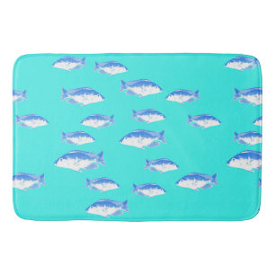 Blauer Fisch auf Türkis Badematte