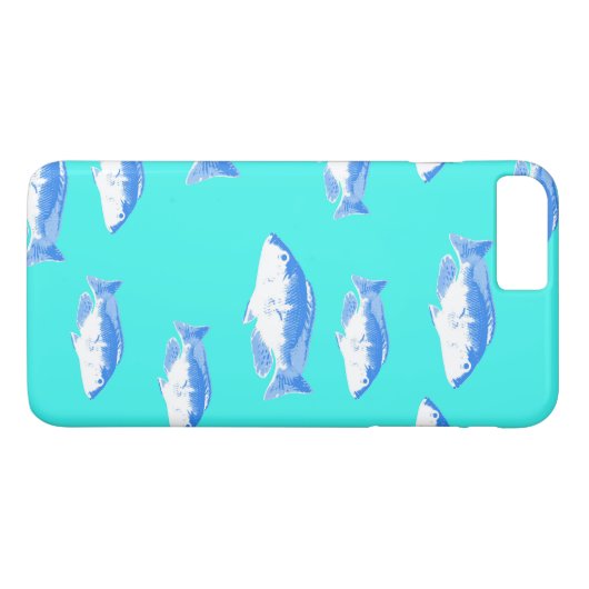Blauer Fisch auf Türkis Case-Mate iPhone Hülle (Rückseite (Horizontal))
