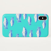 Blauer Fisch auf Türkis Case-Mate iPhone Hülle (Rückseite (Horizontal))