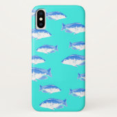 Blauer Fisch auf Türkis Case-Mate iPhone Hülle (Rückseite)