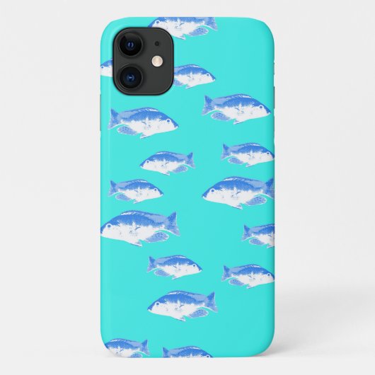 Blauer Fisch auf Türkis Case-Mate iPhone Hülle (Rückseite)