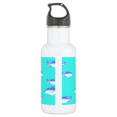 Blauer Fisch auf Türkis Edelstahlflasche (Rückseite)