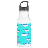 Blauer Fisch auf Türkis Edelstahlflasche (Vorderseite)
