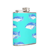 Blauer Fisch auf Türkis Flachmann (Rechts)