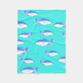 Blauer Fisch auf Türkis Fleecedecke (Vorderseite)