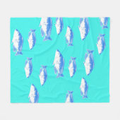 Blauer Fisch auf Türkis Fleecedecke (Vorderseite (Horizontal))