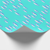 Blauer Fisch auf Türkis Geschenkpapier (Ecke)