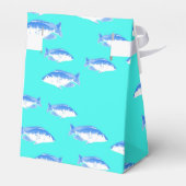Blauer Fisch auf Türkis Geschenkschachtel (Rückseite)