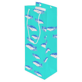 Blauer Fisch auf Türkis Geschenktüte Für Weinflaschen