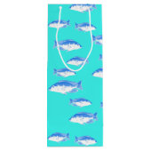 Blauer Fisch auf Türkis Geschenktüte Für Weinflaschen (Rückseite)