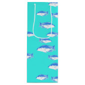 Blauer Fisch auf Türkis Geschenktüte Für Weinflaschen (Vorderseite)