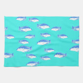 Blauer Fisch auf Türkis Geschirrtuch (Horizontal)
