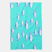Blauer Fisch auf Türkis Geschirrtuch (Vertikal)