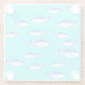 Blauer Fisch auf Türkis Glasuntersetzer (Rückseite)