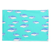 Blauer Fisch auf Türkis Kissenbezug (Rückseite)